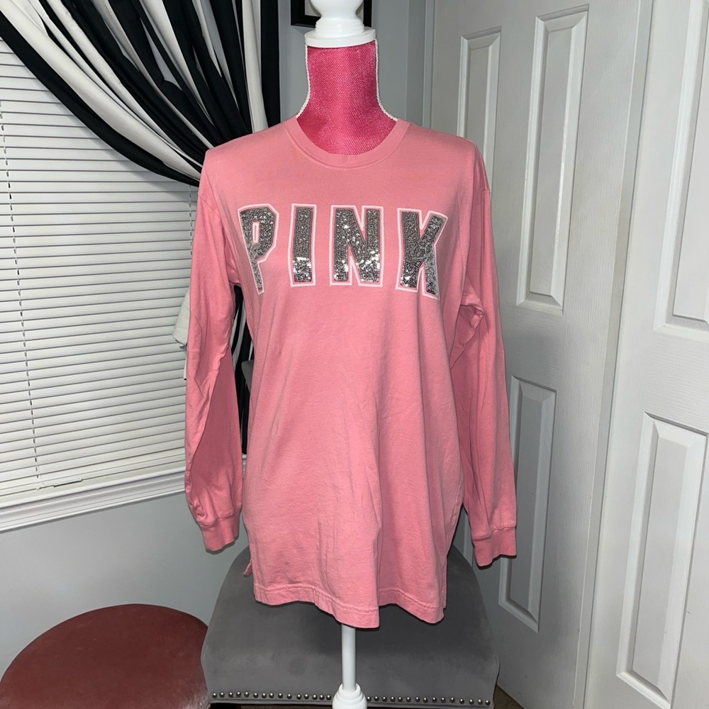VS PINK Sparkly Sequin Long Sleeve T-Shirt SMALL